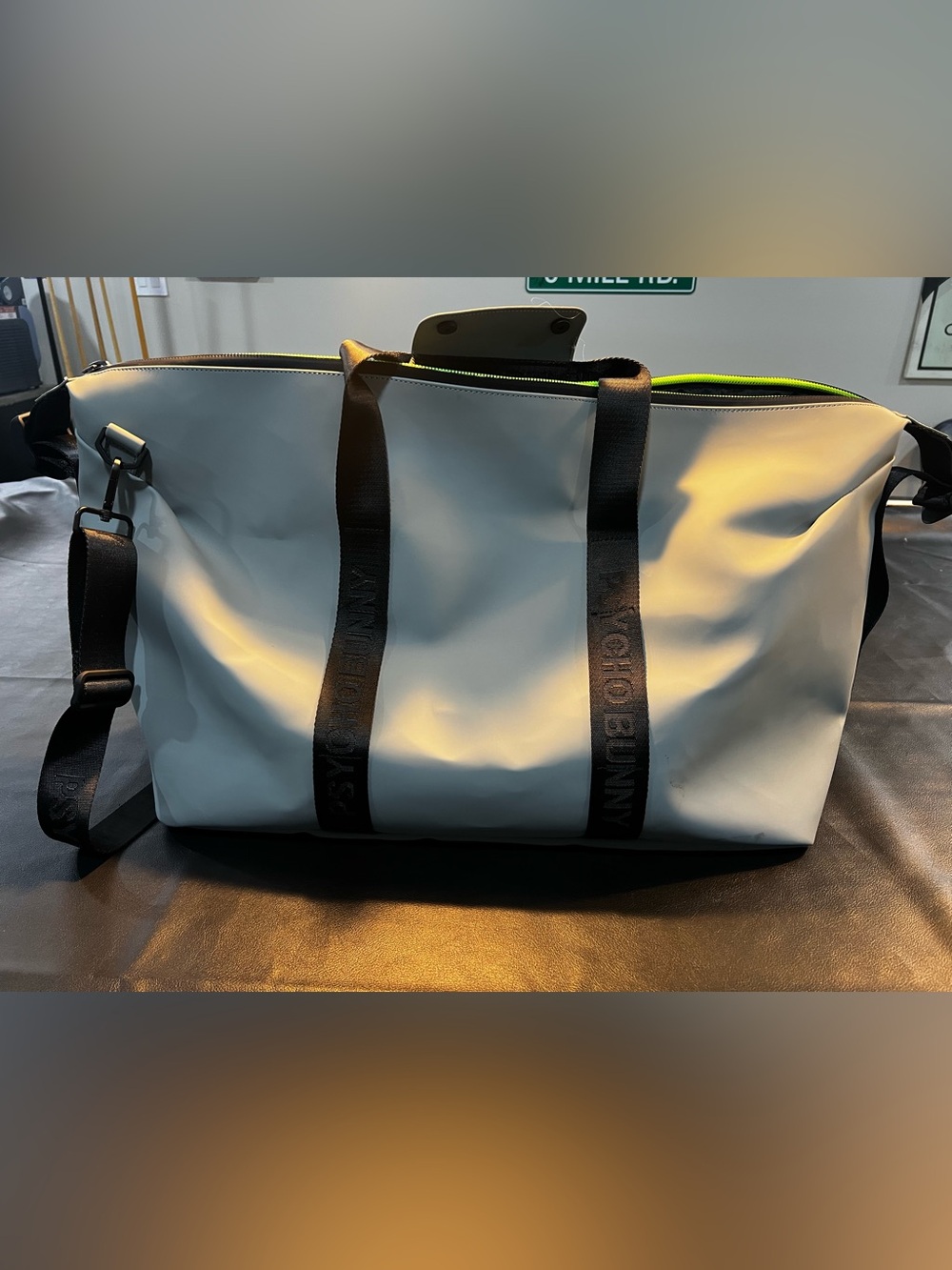 Psycho Bunny Gray Rubberized Duffle Weekender Bag - Picture 4 of 7